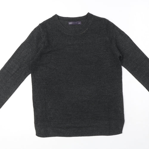 Marks and Spencer Womens Grey Crew Neck Acrylic Pullover Jumper Size 8