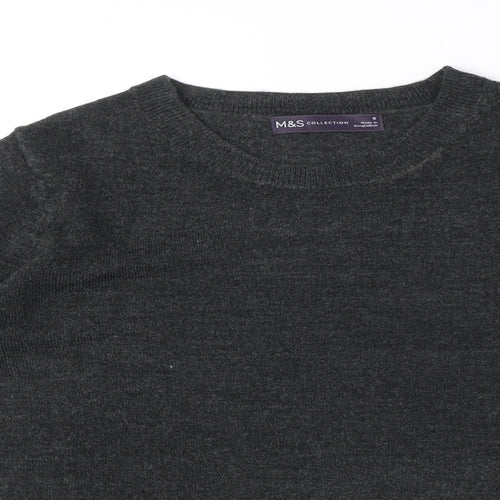 Marks and Spencer Womens Grey Crew Neck Acrylic Pullover Jumper Size 8