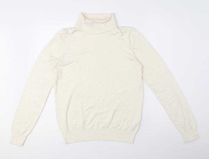 Marks and Spencer Womens Beige High Neck Viscose Pullover Jumper Size 12