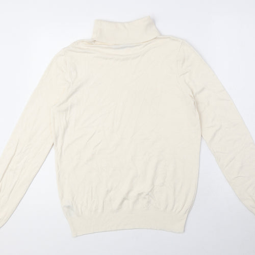 Marks and Spencer Womens Beige High Neck Viscose Pullover Jumper Size 12