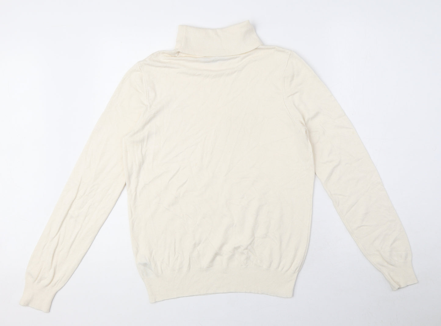 Marks and Spencer Womens Beige High Neck Viscose Pullover Jumper Size 12