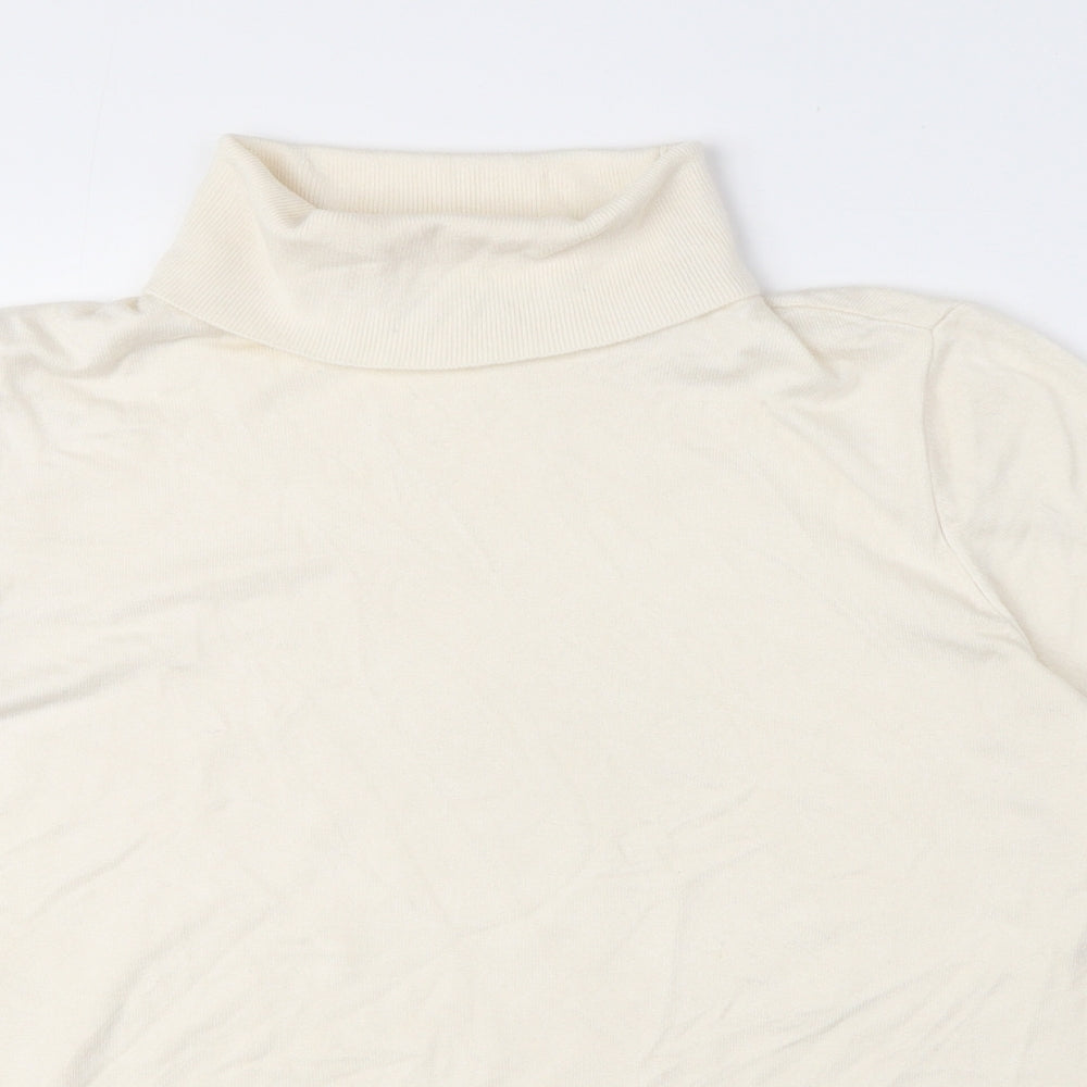 Marks and Spencer Womens Beige High Neck Viscose Pullover Jumper Size 12