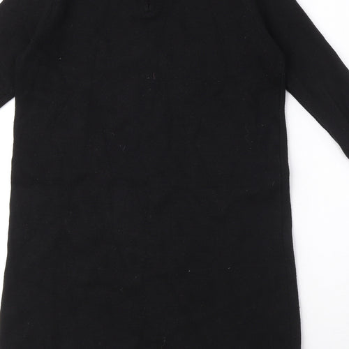 Zara Womens Black Viscose Jumper Dress Size M Round Neck Zip - Gold ring detail