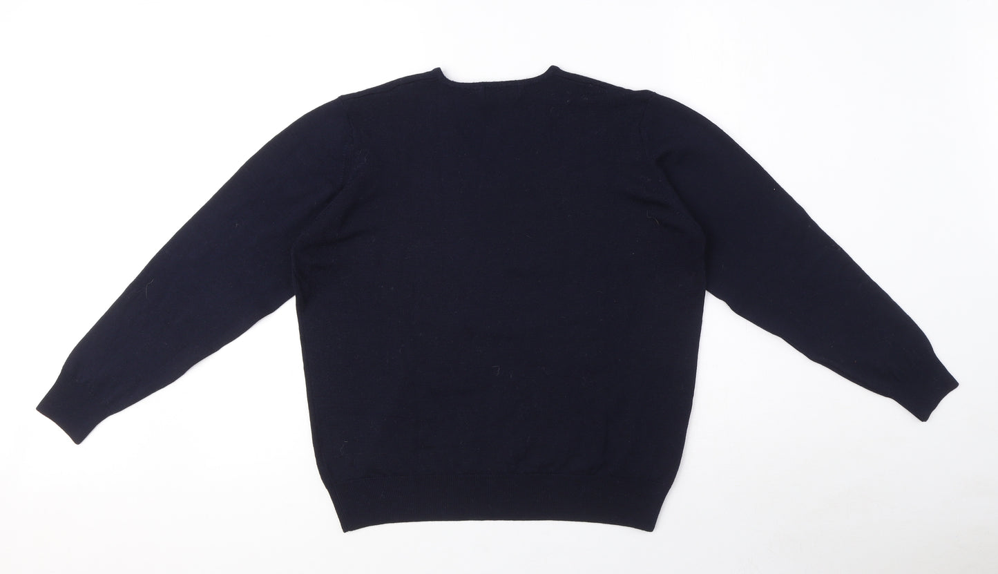Marks and Spencer Womens Blue V-Neck Wool Pullover Jumper Size 12