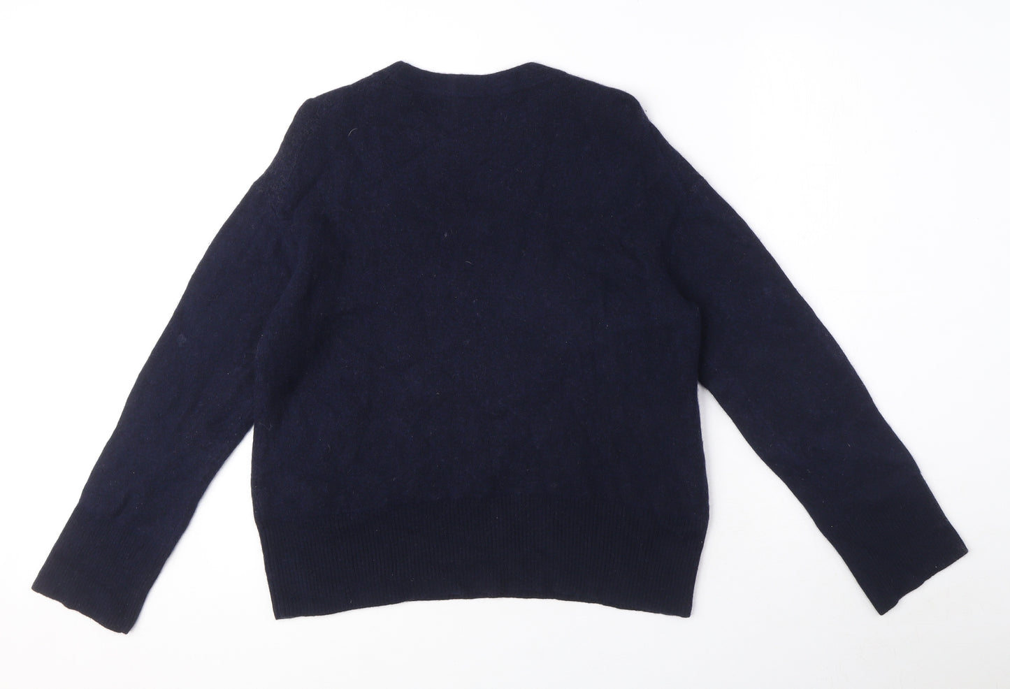 Jigsaw Womens Blue Round Neck Wool Pullover Jumper Size S - Creme de la creme