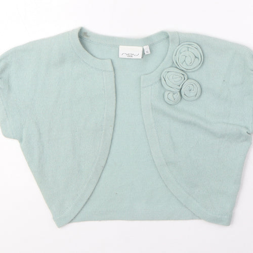 New Look Womens Blue Round Neck Nylon Cardigan Jumper Size 12 - Flowers