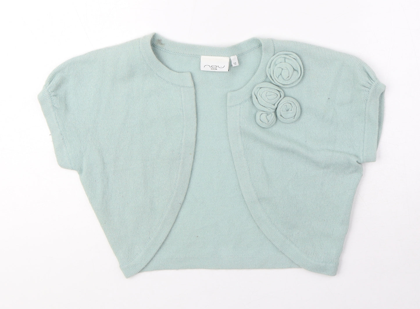 New Look Womens Blue Round Neck Nylon Cardigan Jumper Size 12 - Flowers