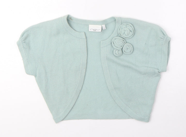 New Look Womens Blue Round Neck Nylon Cardigan Jumper Size 12 - Flowers
