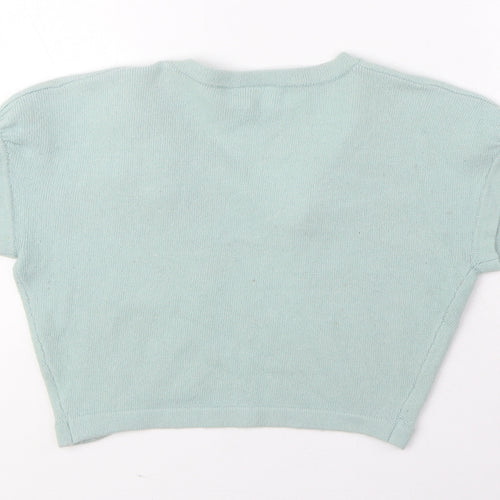 New Look Womens Blue Round Neck Nylon Cardigan Jumper Size 12 - Flowers