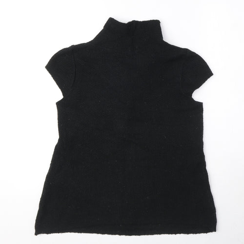 Topshop Womens Black Polyester Basic Blouse Size 10 Mock Neck