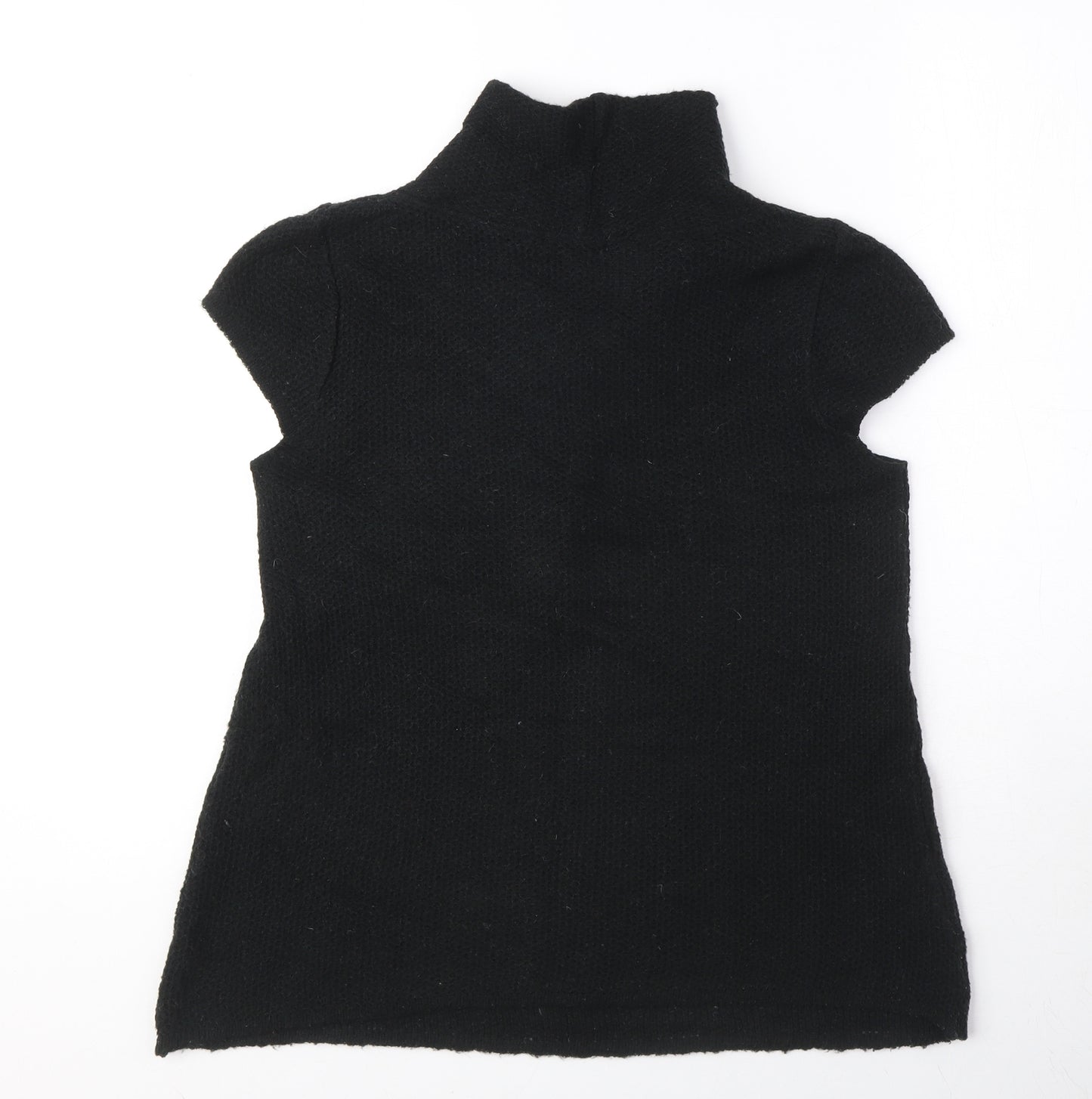 Topshop Womens Black Polyester Basic Blouse Size 10 Mock Neck