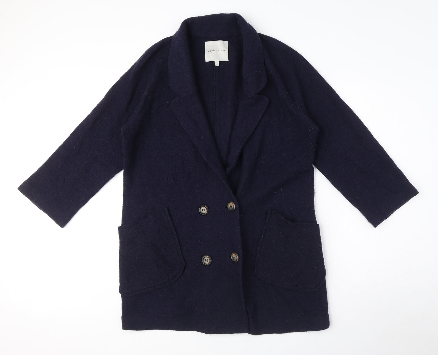 KEW Womens Blue Overcoat Coat Size 14 Button