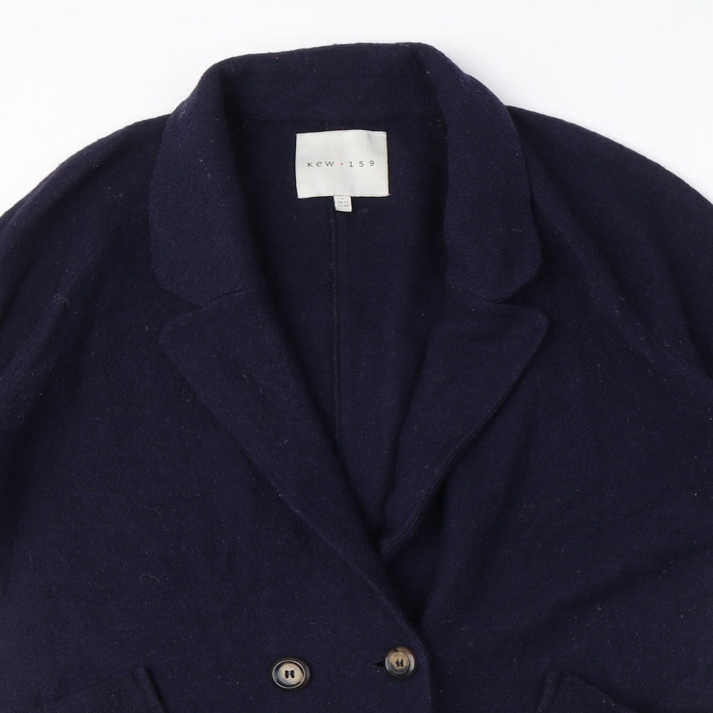 KEW Womens Blue Overcoat Coat Size 14 Button