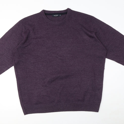 EWM Womens Purple Crew Neck Acrylic Pullover Jumper Size XS