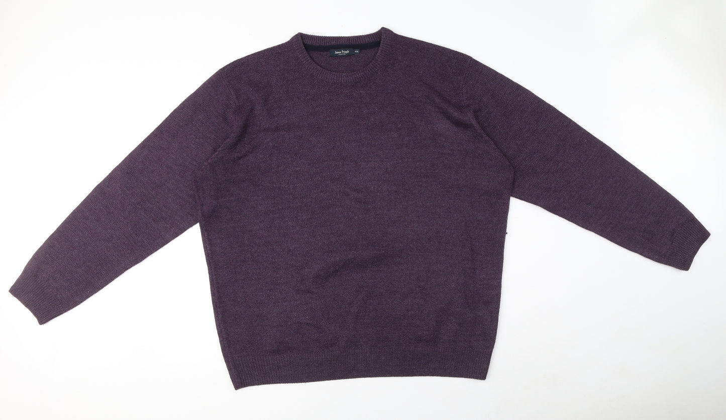 EWM Womens Purple Crew Neck Acrylic Pullover Jumper Size XS
