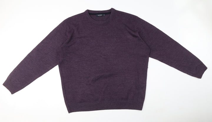 EWM Womens Purple Crew Neck Acrylic Pullover Jumper Size XS