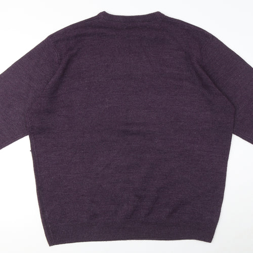 EWM Womens Purple Crew Neck Acrylic Pullover Jumper Size XS