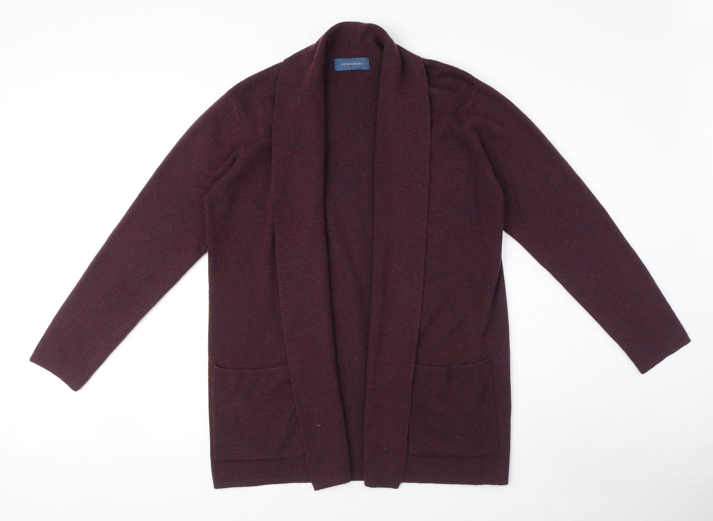 Debenhams Womens Red Collared Wool Cardigan Jumper Size 12