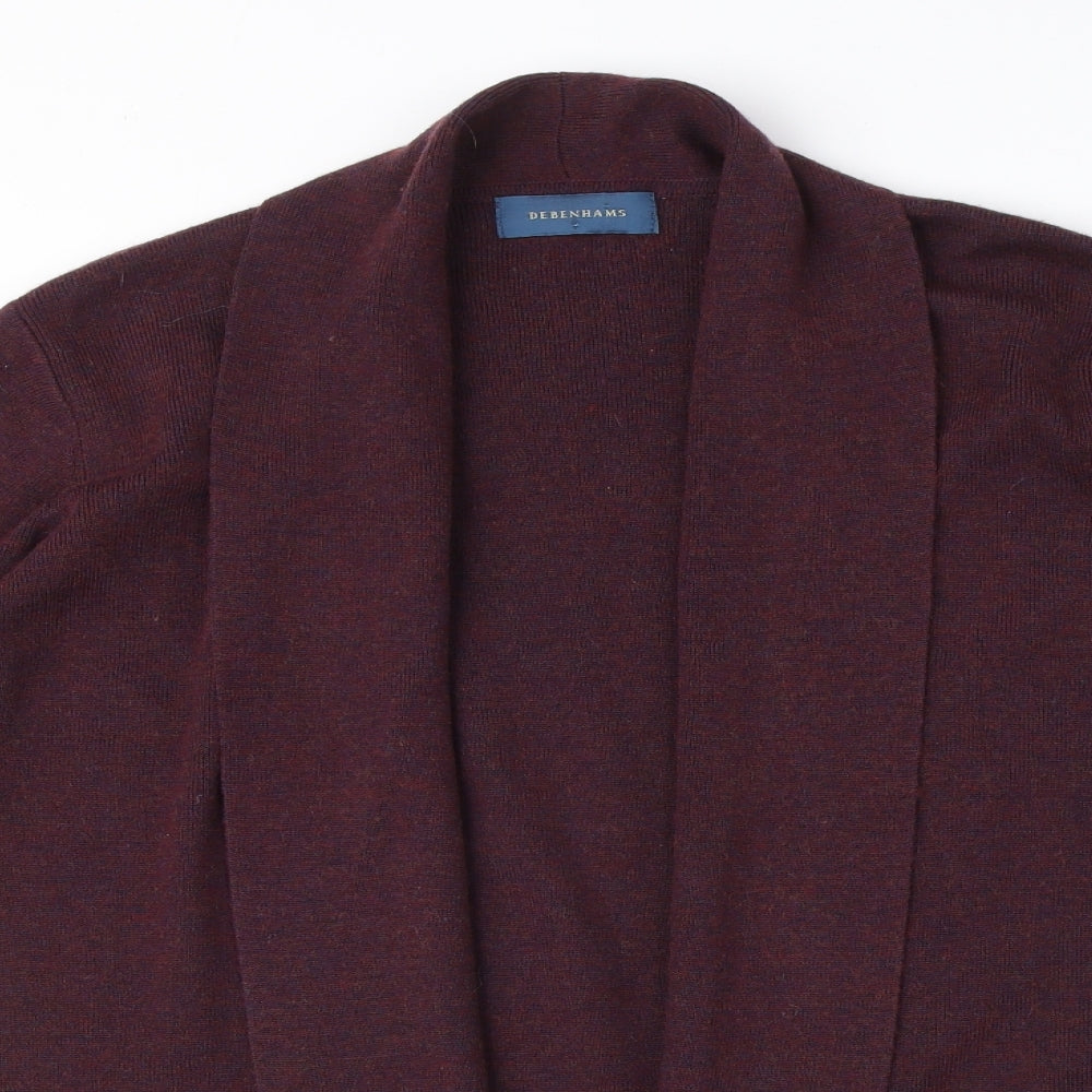 Debenhams Womens Red Collared Wool Cardigan Jumper Size 12