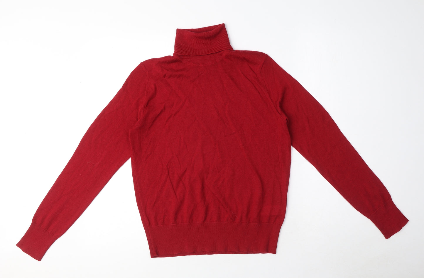 Marks and Spencer Womens Red Roll Neck Wool Pullover Jumper Size 6