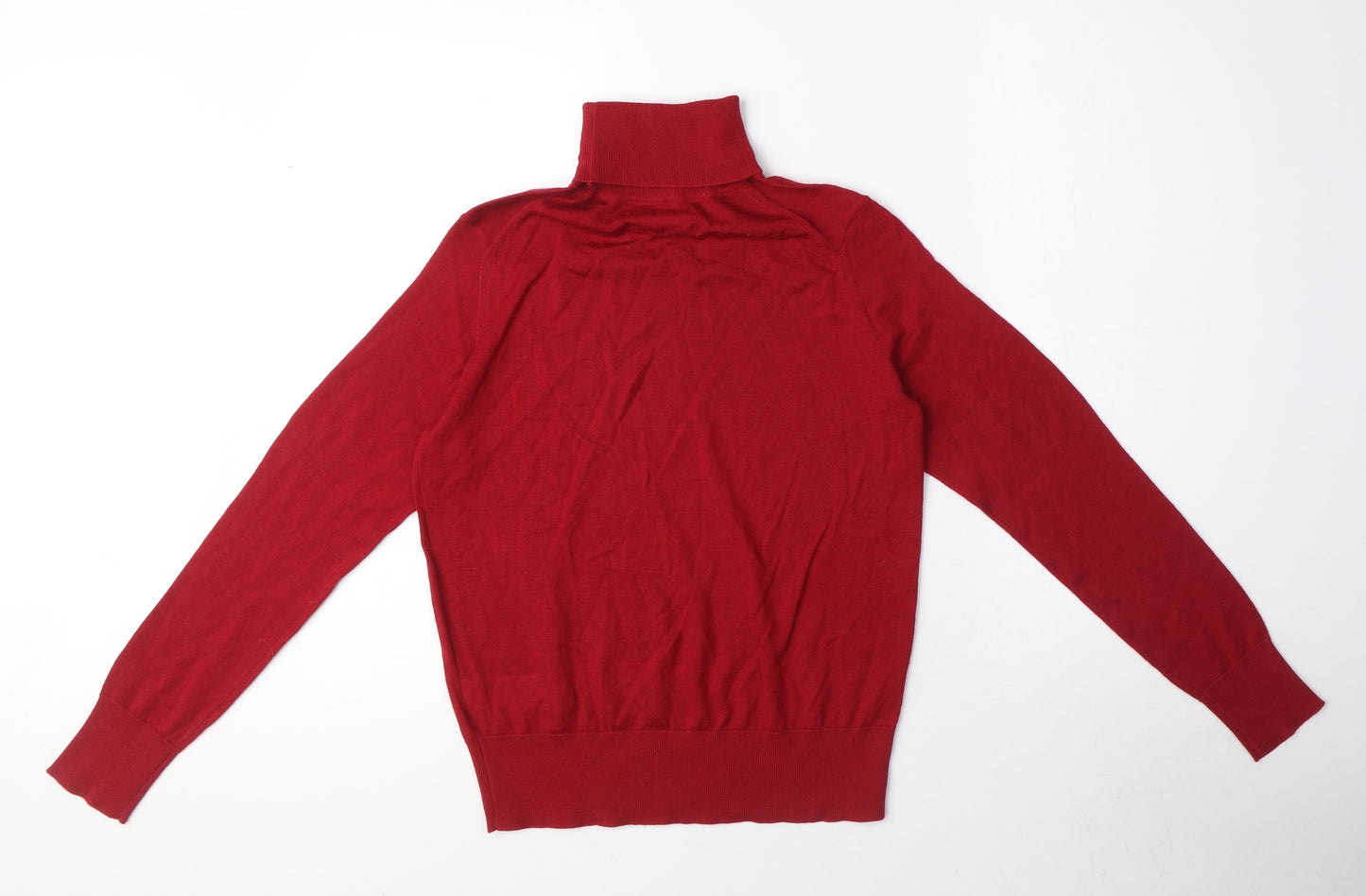 Marks and Spencer Womens Red Roll Neck Wool Pullover Jumper Size 6