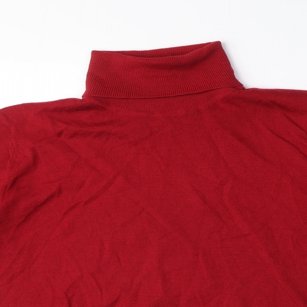 Marks and Spencer Womens Red Roll Neck Wool Pullover Jumper Size 6