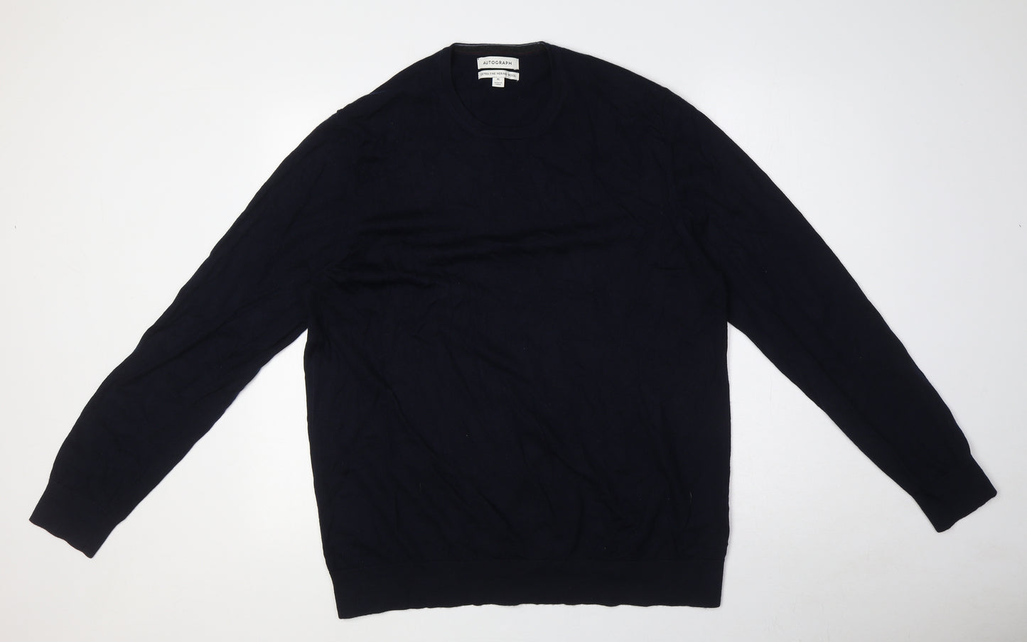 Autograph Mens Blue Crew Neck Wool Pullover Jumper Size XL Long Sleeve