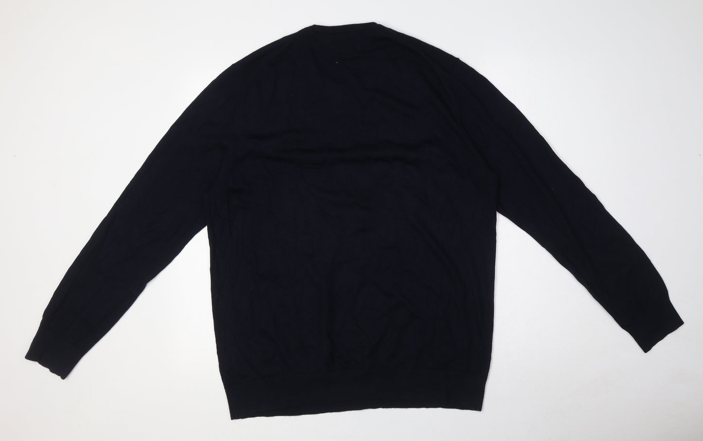 Autograph Mens Blue Crew Neck Wool Pullover Jumper Size XL Long Sleeve