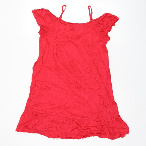 Hering Kids Girls Red Viscose Shift Size 16 Years Scoop Neck Pullover