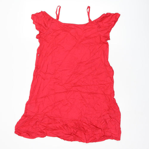 Hering Kids Girls Red Viscose Shift Size 16 Years Scoop Neck Pullover