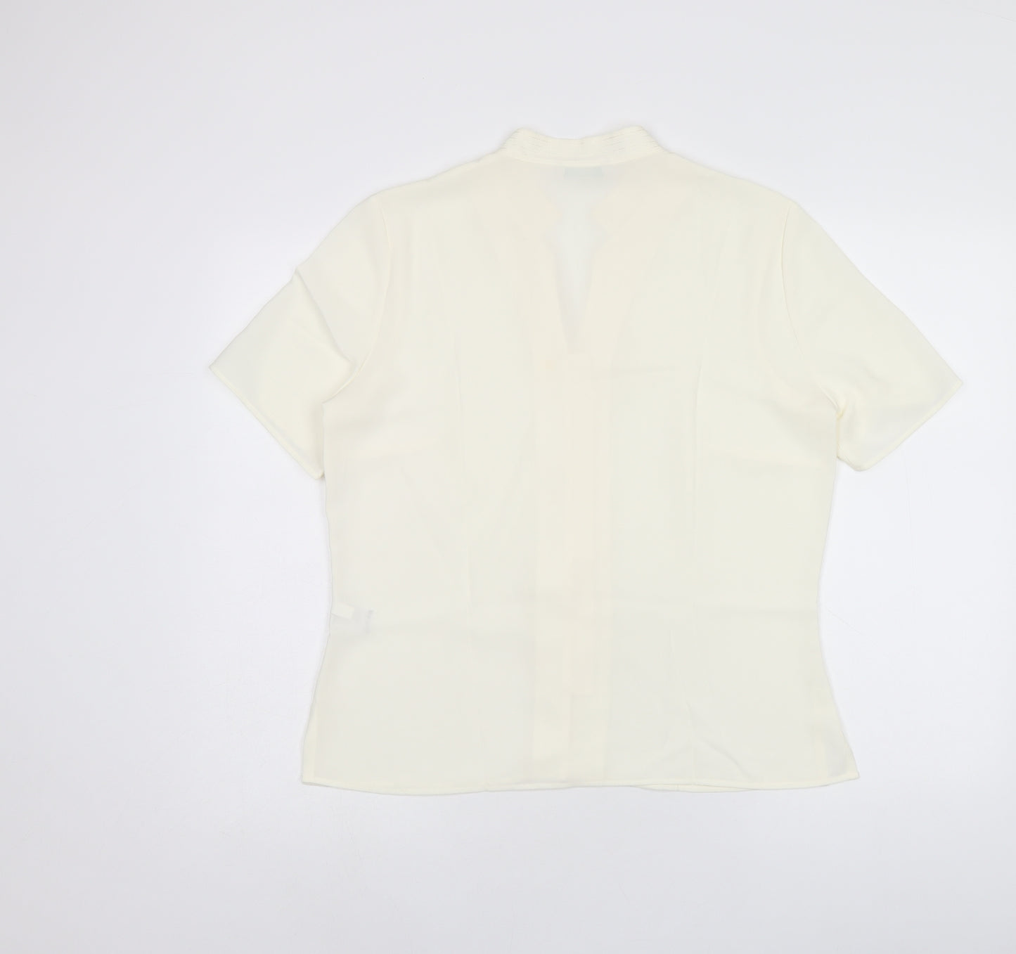 Marks and Spencer Womens Beige Polyester Basic Button-Up Size 12 V-Neck