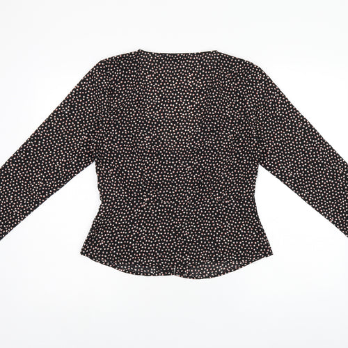 Brave Soul Womens Black Geometric Polyester Basic Button-Up Size M V-Neck