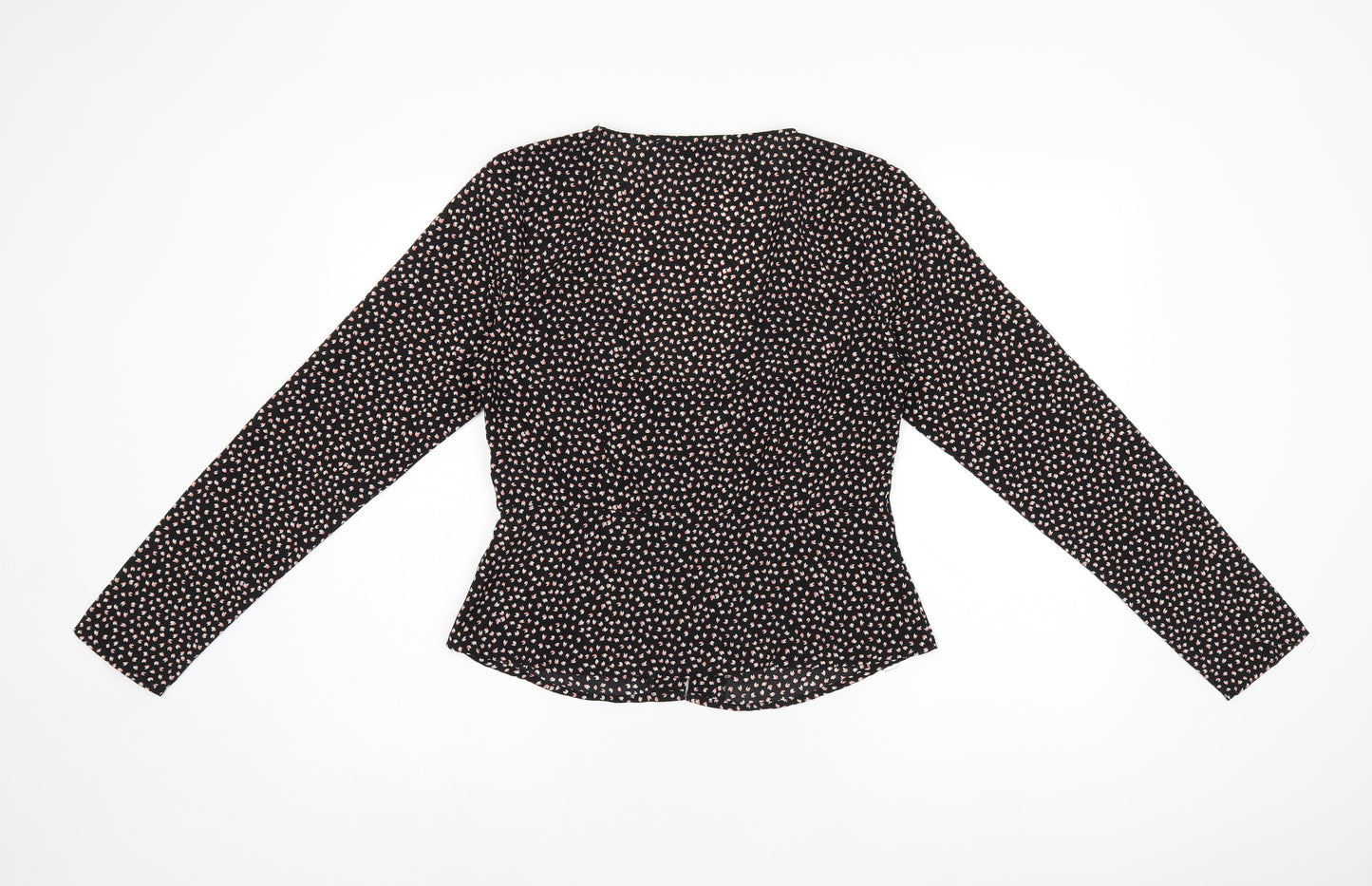 Brave Soul Womens Black Geometric Polyester Basic Button-Up Size M V-Neck
