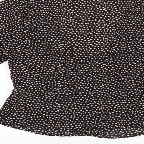 Brave Soul Womens Black Geometric Polyester Basic Button-Up Size M V-Neck