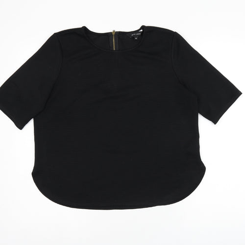 New Look Womens Black Polyester Jersey T-Shirt Size 12 Round Neck