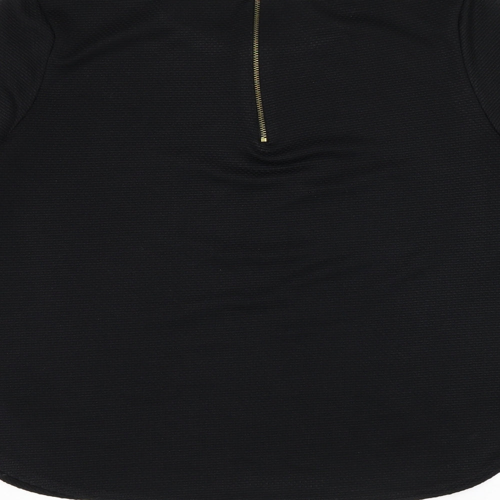 New Look Womens Black Polyester Jersey T-Shirt Size 12 Round Neck