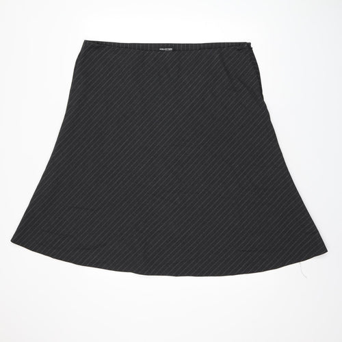 Debenhams Womens Grey Striped Polyester Flare Skirt Size 20 Zip