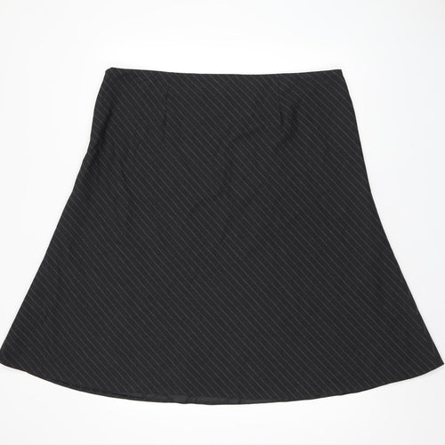 Debenhams Womens Grey Striped Polyester Flare Skirt Size 20 Zip