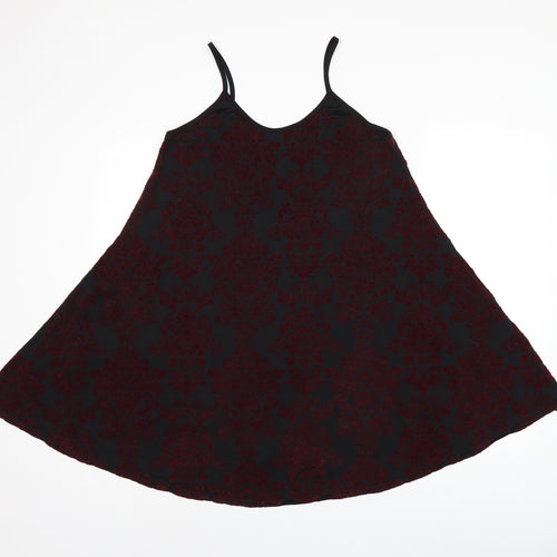 Mizumi Womens Black Floral Polyester Camisole T-Shirt Size L Scoop Neck
