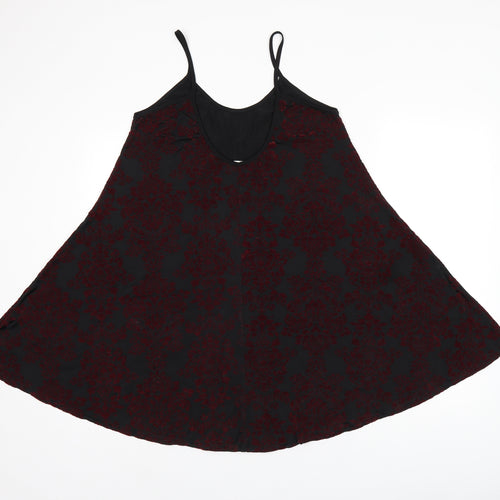 Mizumi Womens Black Floral Polyester Camisole T-Shirt Size L Scoop Neck
