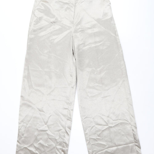 Miss Selfridge Womens Gold Polyester Trousers Size 10 L31 in Regular Zip