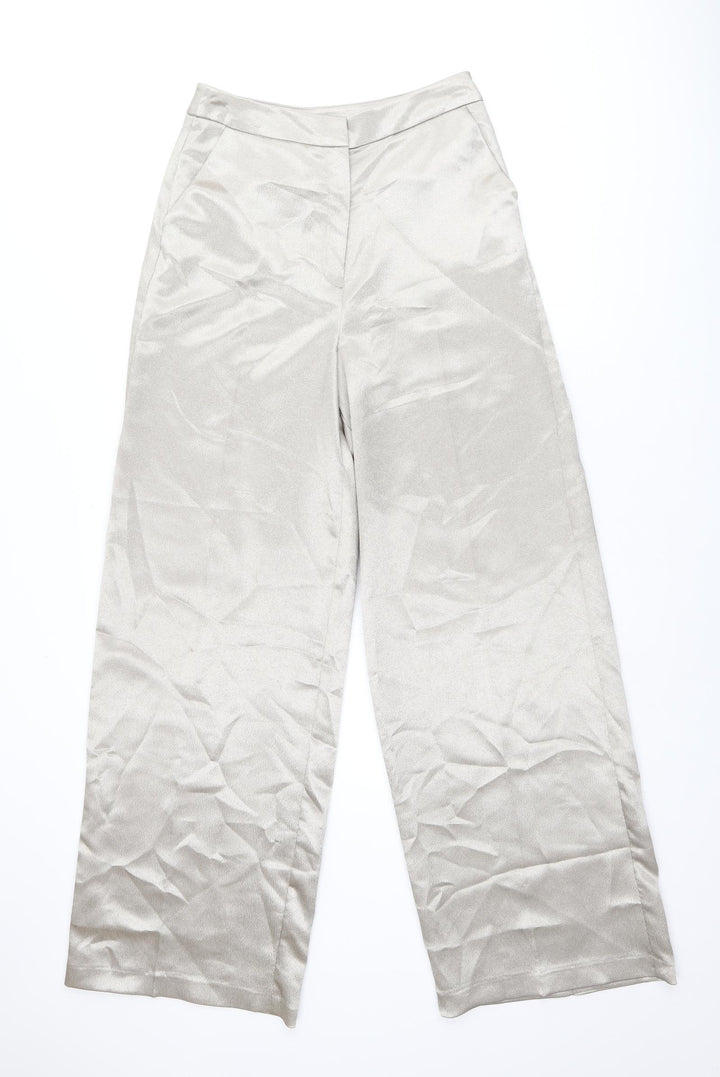 Miss Selfridge Womens Gold Polyester Trousers Size 10 L31 in Regular Zip