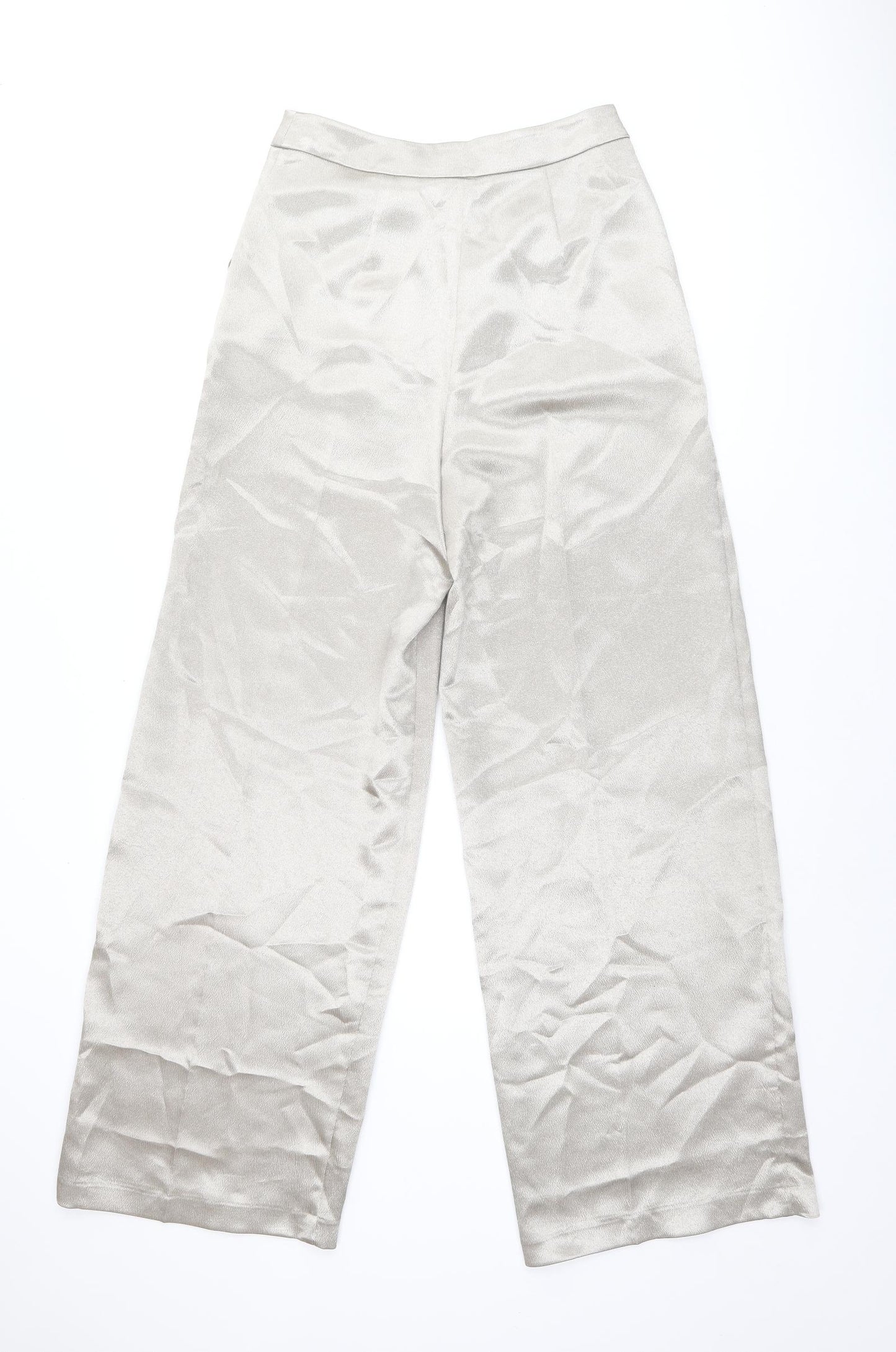 Miss Selfridge Womens Gold Polyester Trousers Size 10 L31 in Regular Zip