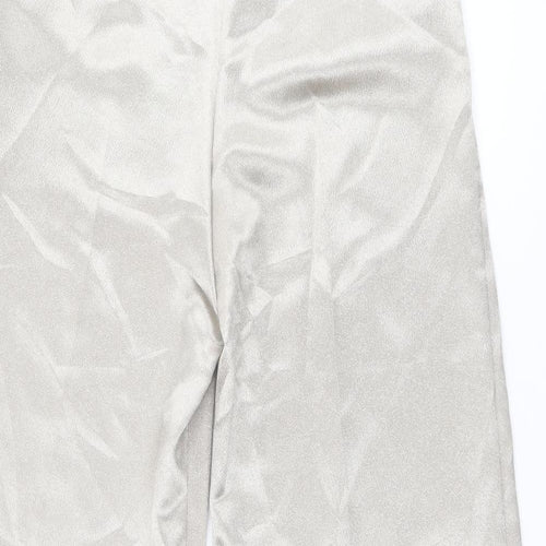 Miss Selfridge Womens Gold Polyester Trousers Size 10 L31 in Regular Zip