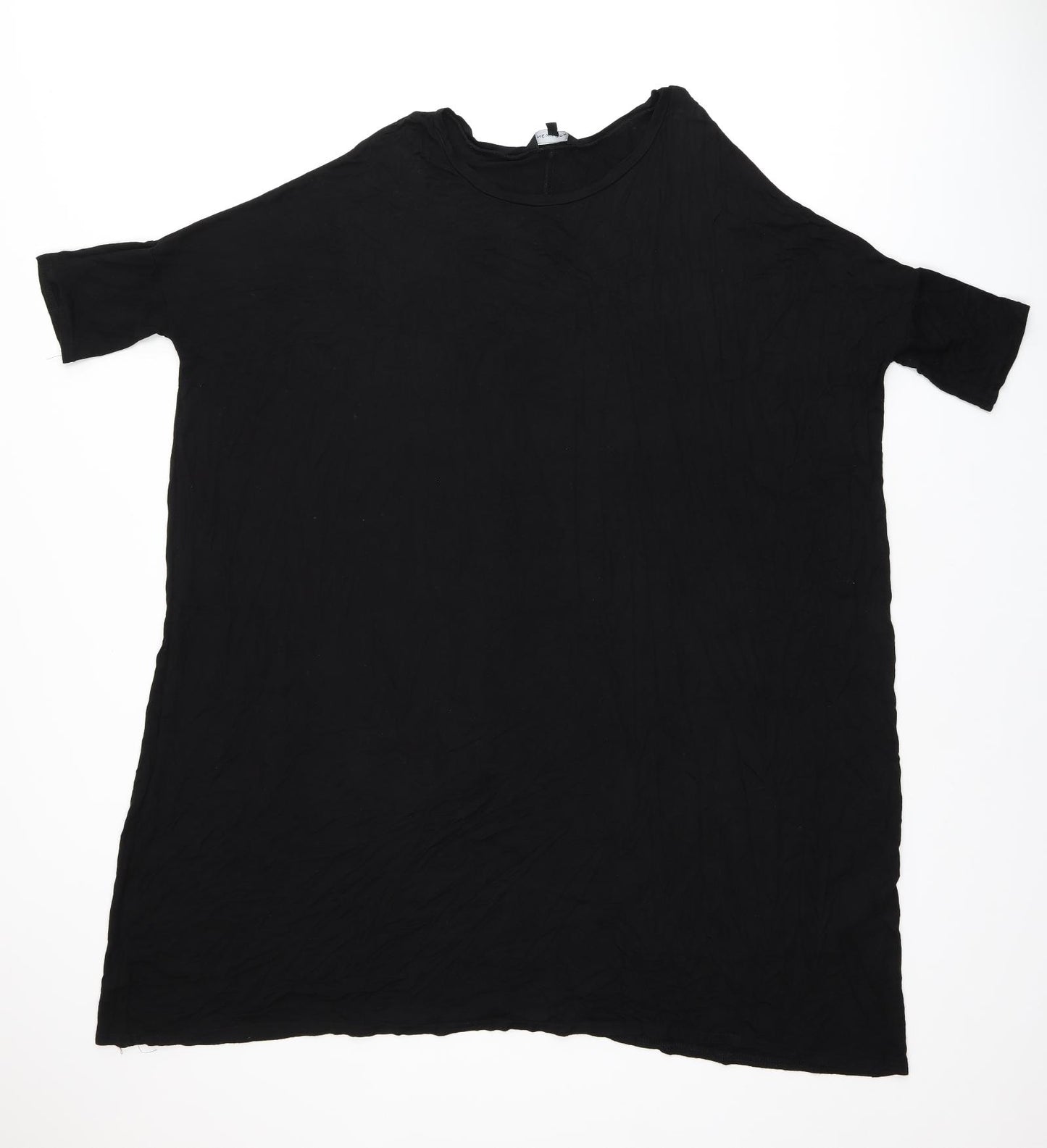 New Look Womens Black Viscose T-Shirt Dress Size 16 Scoop Neck Pullover