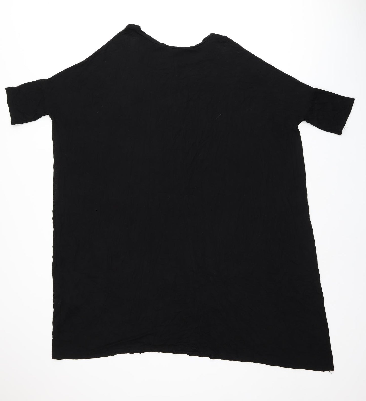 New Look Womens Black Viscose T-Shirt Dress Size 16 Scoop Neck Pullover