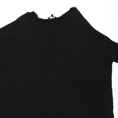 New Look Womens Black Viscose T-Shirt Dress Size 16 Scoop Neck Pullover