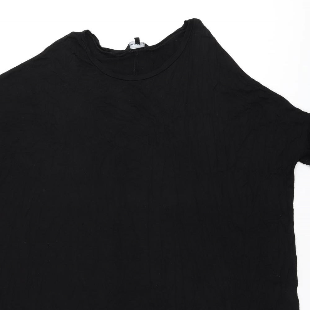 New Look Womens Black Viscose T-Shirt Dress Size 16 Scoop Neck Pullover