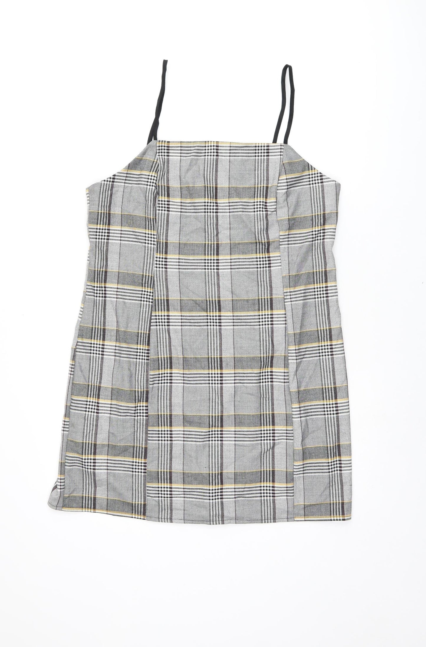 Urban Outfitters Womens Grey Plaid Polyester Mini Size L Square Neck Zip