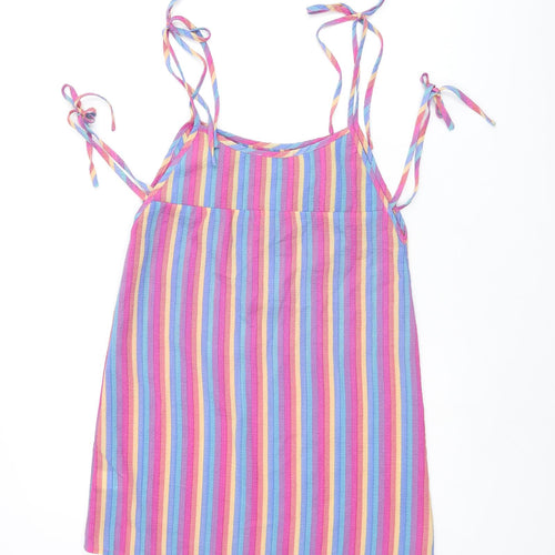 Emory Park Womens Multicoloured Striped Polyester Camisole T-Shirt Size XS Scoop Neck